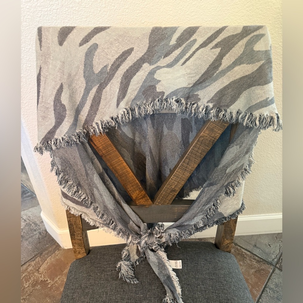 Maurice’s Gray Animal Print Fringe Scarf/Wrap